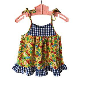 Vintage Novelty Frog & Floral Print Summer Picnic Dress